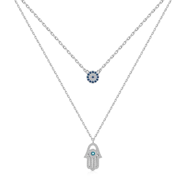 ˇMagic JewelryˇDemon Eye Hamsa Palm Necklace