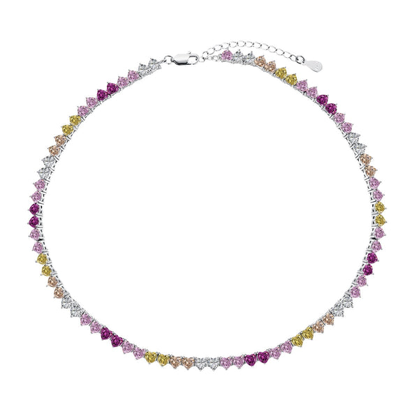 ˇMagic JewelryˇSparkling Colorful Full Heart Tennis Necklace