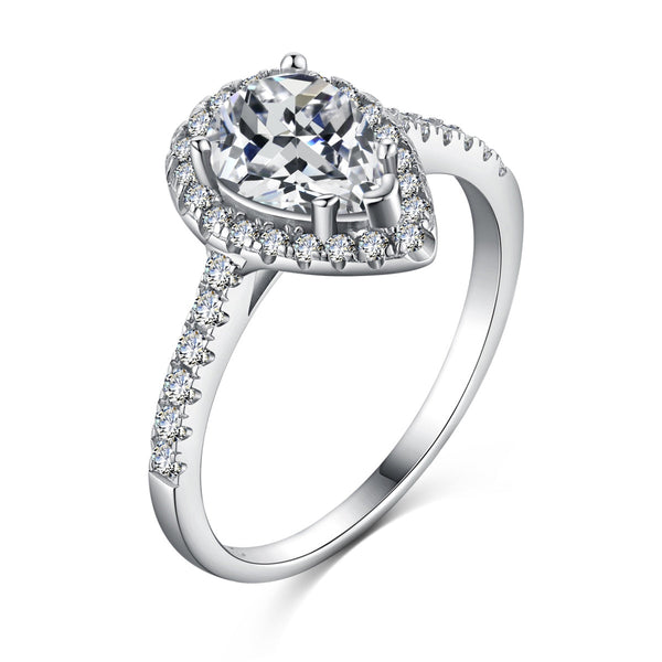ˇMagic Jewelryˇ1.0 Carat Luxurious Resplendent Water Drop Shape Wedding Ring