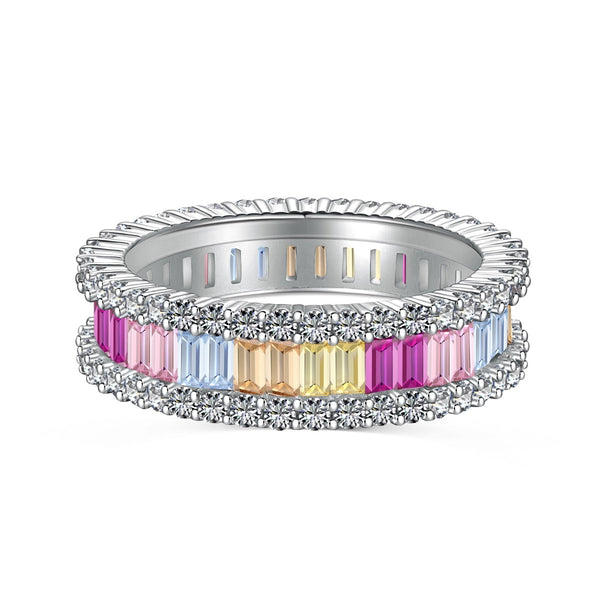 ˇMagic JewelryˇDainty Kaleidoscopic Emerald Cut Daily Ring