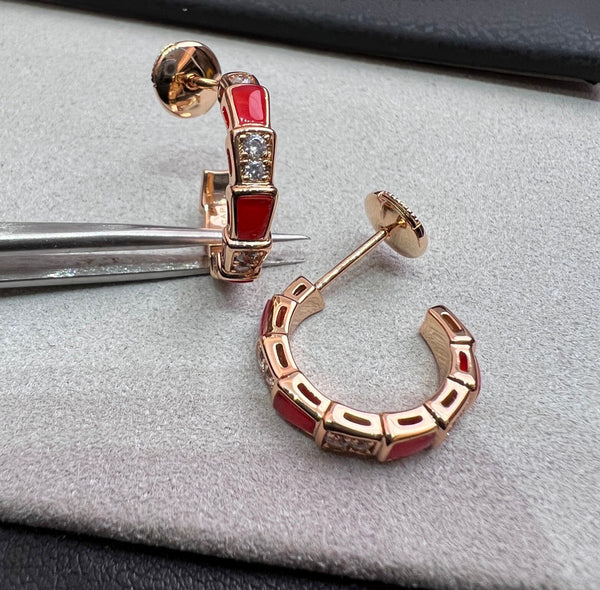 ˇMagic JewelryˇSERPENTI CARNELIAN PINK GOLD EARRINGS