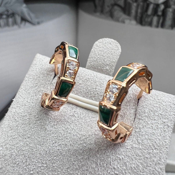 ˇMagic JewelryˇSERPENTI MALACHITE PINK GOLD EARRINGS
