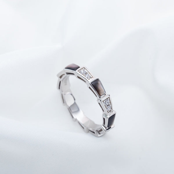 ˇMagic JewelryˇSERPENTI RING SILVER  DIAMOND BLACK MOP 3MM