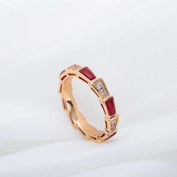 ˇMagic JewelryˇSERPENTI RING PINK GOLD CARNELIAN DIAMOND 3MM