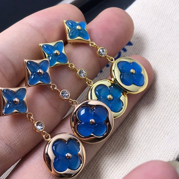 ˇMagic JewelryˇSTAR AND SUN AGATE DIAMOND EARRINGS
