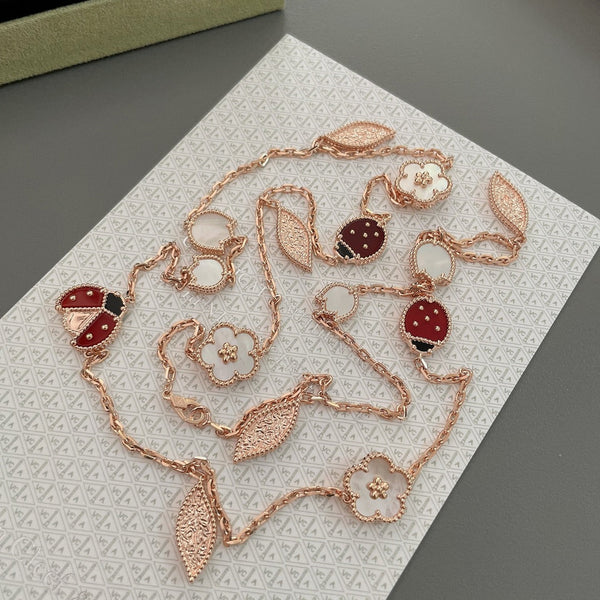 ˇMagic JewelryˇLUCKY SPRING 15 MOTIFS ROSE GOLD NECKLACE