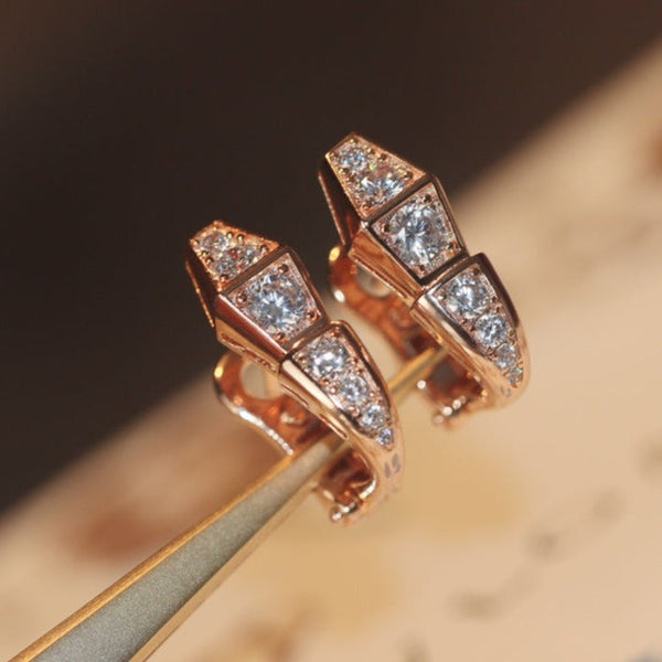 ˇMagic JewelryˇSERPENT PINK GOLD DIAMOND EARRINGS