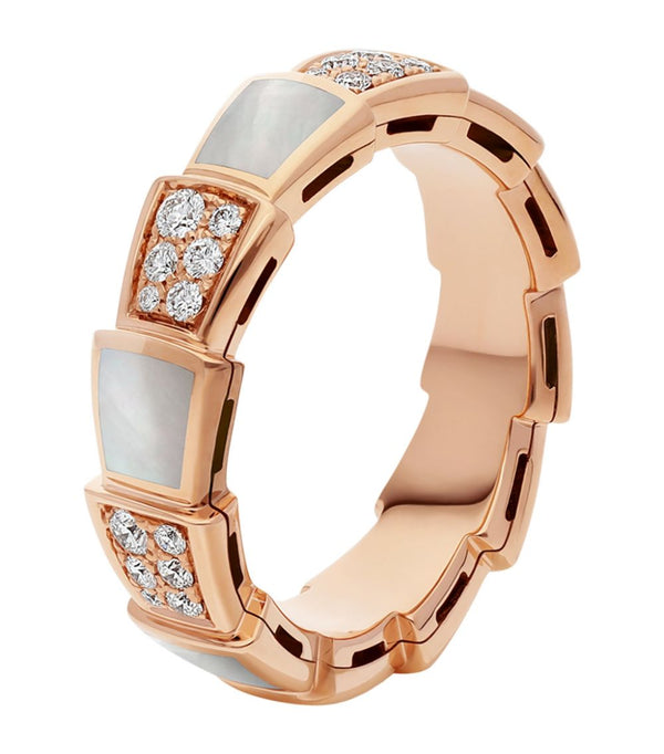 ˇMagic JewelryˇSERPENTI RING PINK GOLD MOP DIAMOND PAVED 4MM