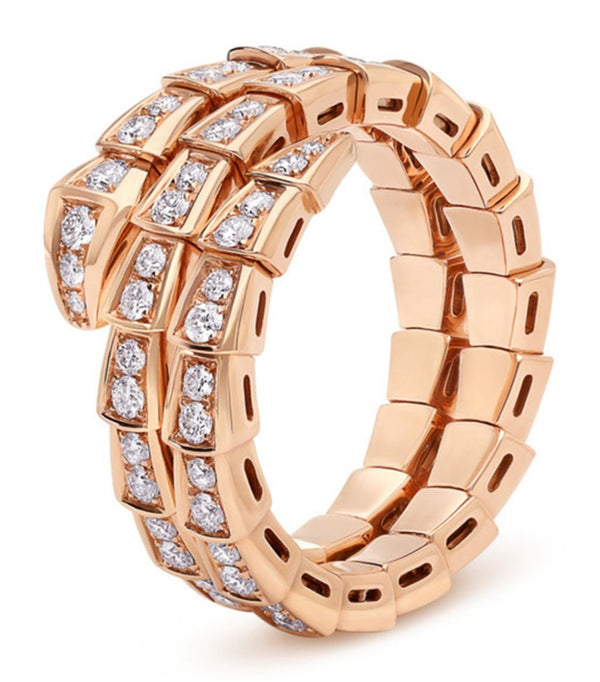 ˇMagic JewelryˇSERPENTI RING PINK GOLD DIAMOND DOUBLE ROW