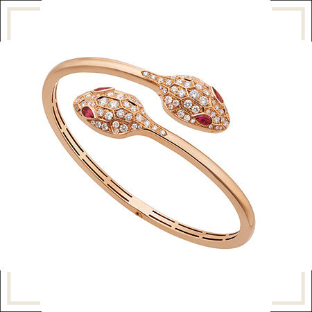 ˇMagic JewelryˇSERPENTI BRACELET PINK GOLD DIAMOND DOUBLE SNAKE