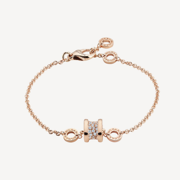 ˇMagic JewelryˇZERO 1 SOFT PINK GOLD WITH PAVED DIAMONDS ON THE SPIRAL BRACELET