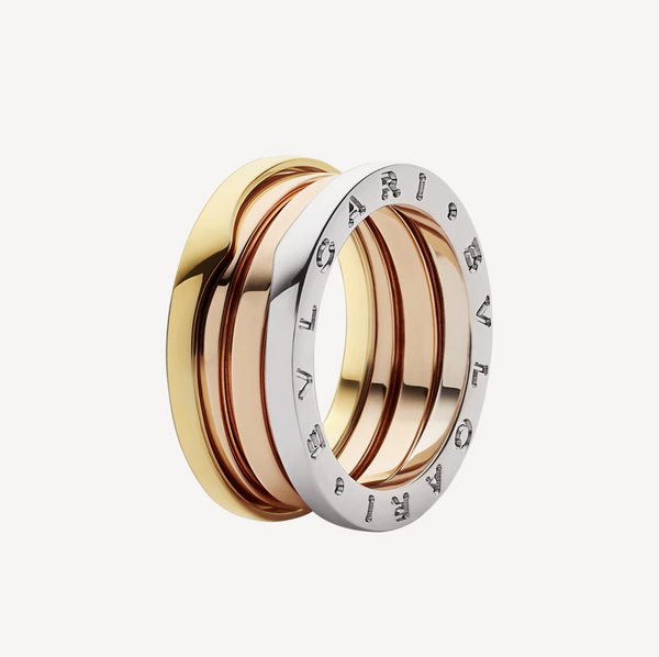 ˇMagic JewelryˇZERO 1 THREE-BAND ROSE WHITE AND YELLOW RING