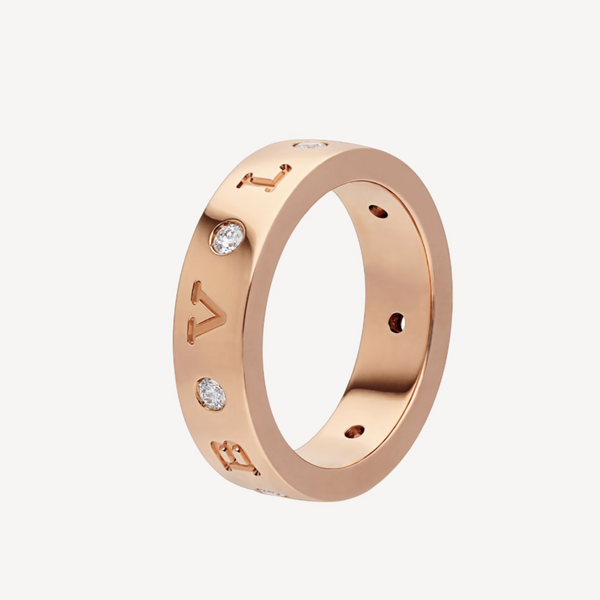 ˇMagic JewelryˇZERO 1 ESSENTIAL PINK GOLD BAND WITH DIAMONDS RING
