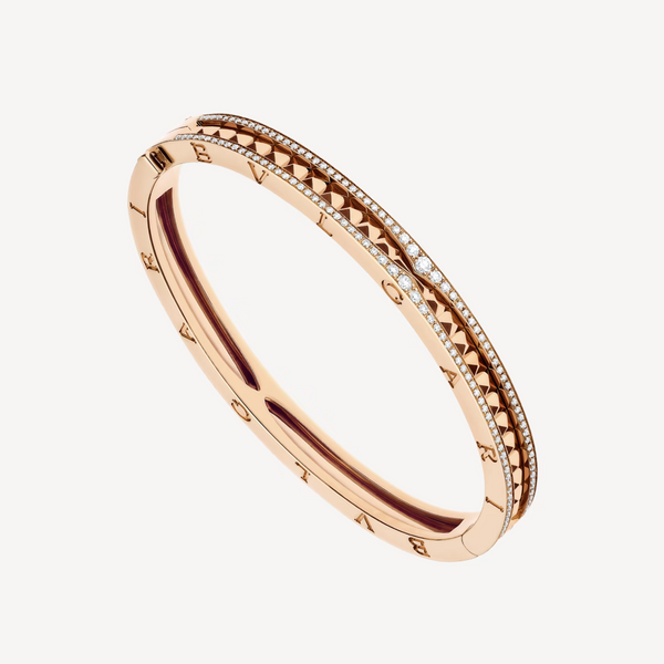 ˇMagic JewelryˇZERO 1 SPIRAL AND PAVED DIAMOND PINK GOLD BRACELET