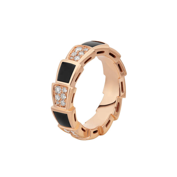 ˇMagic JewelryˇSERPENTI RING PINK GOLD BLACK MOP DIAMOND PAVED 4MM