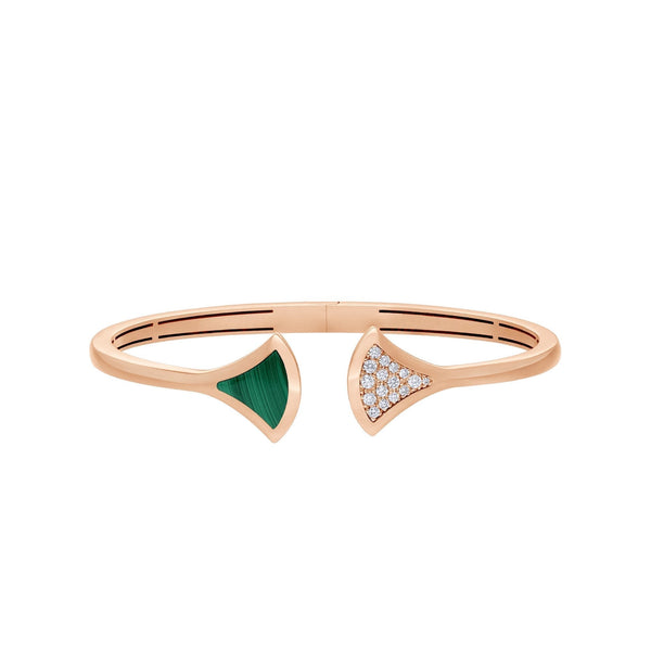 ˇMagic JewelryˇDREAM BRACELET OPEN MALACHITE PINK GOLD