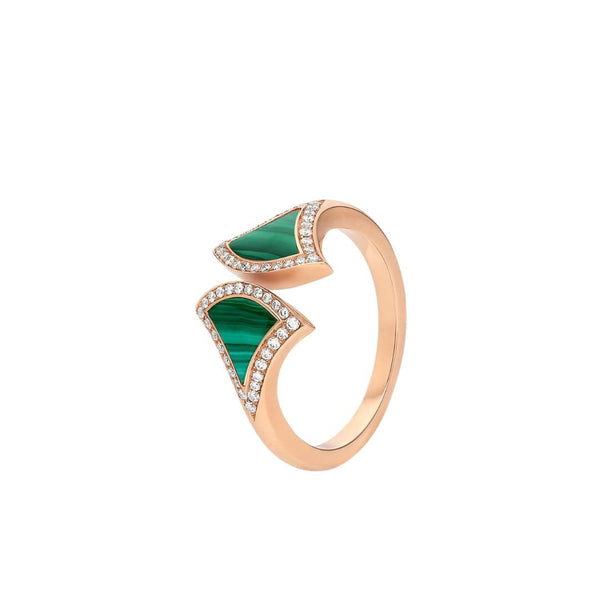 ˇMagic JewelryˇDREAM MALACHITE DIAMOND OPEN RING