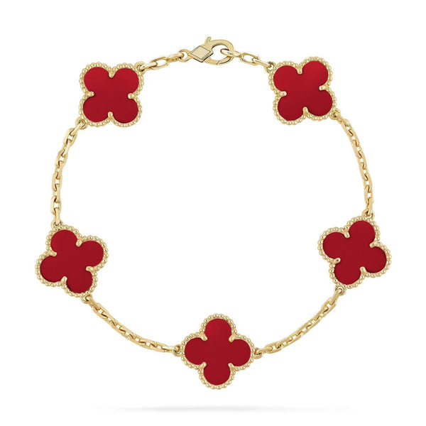 ˇMagic JewelryˇCLOVER 5 MOTIFS RED AGATE  BRACELET
