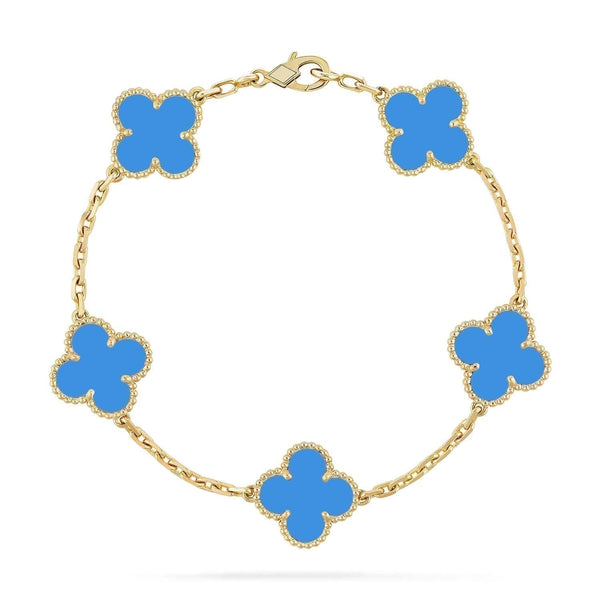 ˇMagic JewelryˇCLOVER 5 MOTIFS BLUE AGATE BRACELET