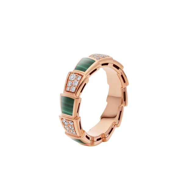 ˇMagic JewelryˇSERPENTI RING PINK GOLD MALACHITE DIAMOND PAVED 4MM