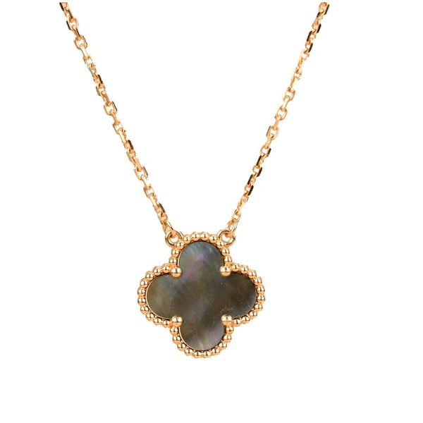 ˇMagic JewelryˇCLOVER 15MM  GRAY MOTHER OF PEARL NECKLACE