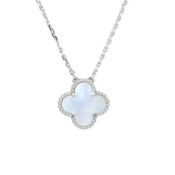 ˇMagic JewelryˇCLOVER  15MM WHITE MOTHER-OF-PEARL SILVER