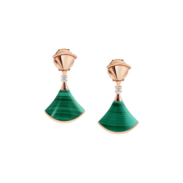 ˇMagic JewelryˇDREAM MALACHITE PINK GOLD EARRINGS