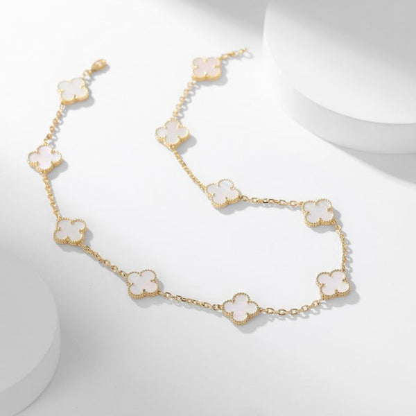 ˇMagic JewelryˇCLOVER 10 MOTIFS WHITE MOTHER OF PEARL NECKLACE