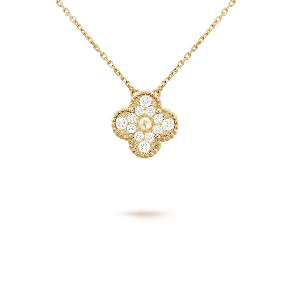 ˇMagic JewelryˇCLOVER 15MM DIAMOND SINGLE FLOWER NECKLACE