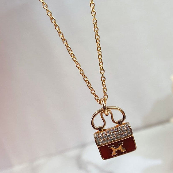 ˇMagic JewelryˇCONSTANCE RED PEDANT PINK GOLD NECKLACE
