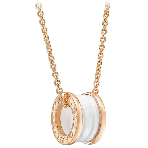 ˇMagic JewelryˇZERO 1 WHITE CERAMIC PINK GOLD DIAMOND NECKLACE