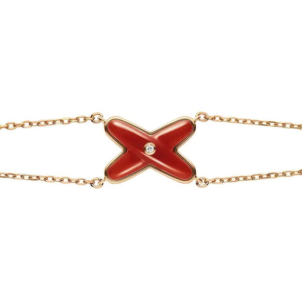ˇMagic JewelryˇJEUX BRACELET CARNELIAN PINK GOLD 1 DIAMOND