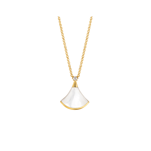 ˇMagic JewelryˇDREAM NECKLACE WHITE MOP GOLD 1 DIAMOND