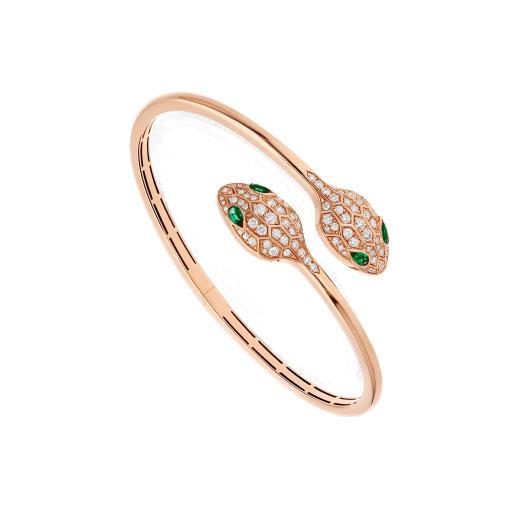 ˇMagic JewelryˇSERPENTI BRACELET PINK GOLD MALACHITE DIAMOND DOUBLE SNAKE