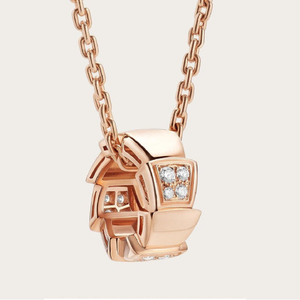 ˇMagic JewelryˇSERPENTI PEDANT DIAMOND PINK GOLD NECKLACE