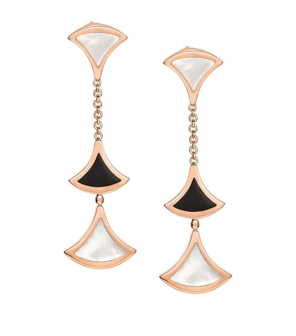 ˇMagic JewelryˇDREAM EARRINGS 3 MOTIFS ONYX MOP PINK GOLD