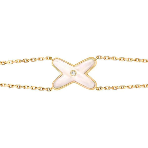 ˇMagic JewelryˇJEUX BRACELET WHITE MOP GOLD 1 DIAMOND