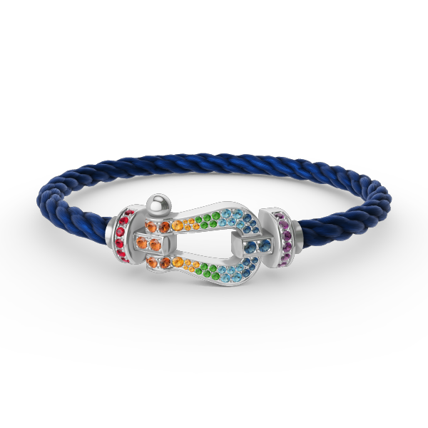 ˇMagic JewelryˇFORC LARGE HORSESHOE  COLORED DIAMOND BRACELET SILVER