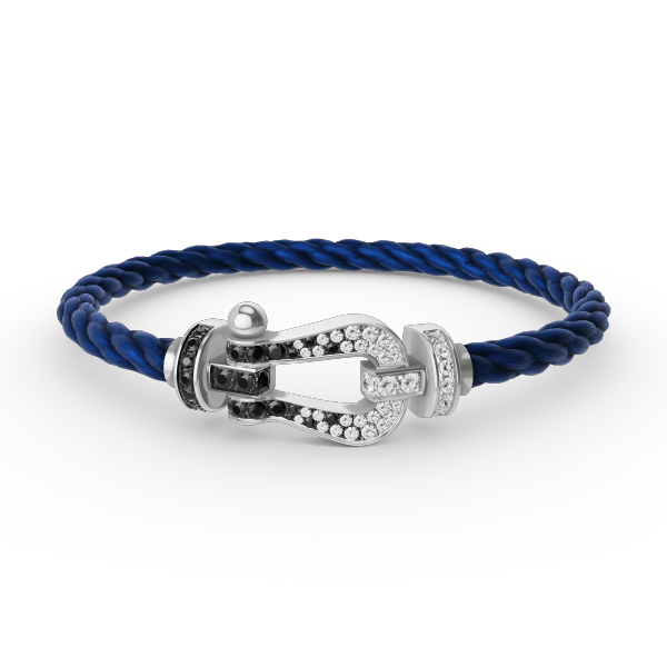 ˇMagic JewelryˇFORCE LARGE HORSESHOE BLACK WHITE DIAMOND BRACELET SILVER