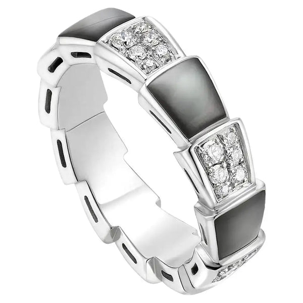 ˇMagic JewelryˇSERPENTI RING SILVER DIAMOND BLACK MOP 4MM