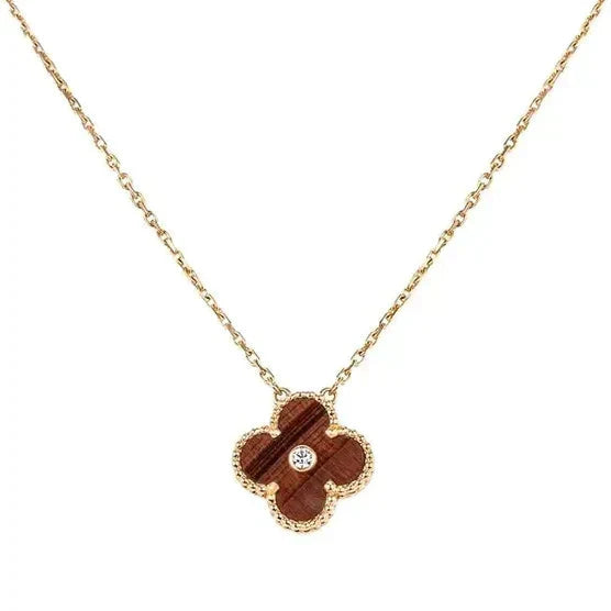 ˇMagic JewelryˇCLOVER 15MM DIAMOND AND YELLOW TIGER'S EYE AGATE necklace