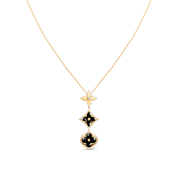 ˇMagic JewelryˇSTAR AND SUN ONYX PINK GOLD NECKLACE