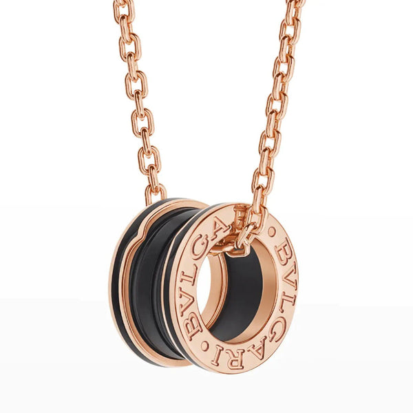 ˇMagic JewelryˇZERO 1 BLACK CERAMIC PINK GOLD NECKLACE