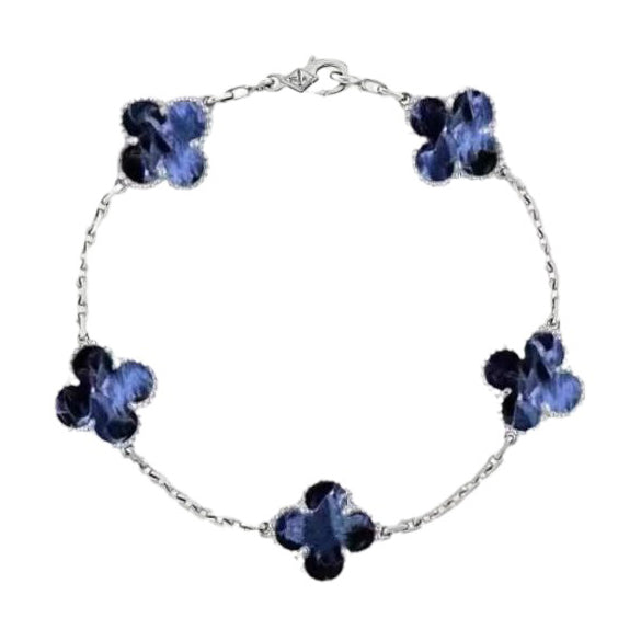ˇMagic JewelryˇCLOVER 5 MOTIF PIETERSITE SILVER BRACELET