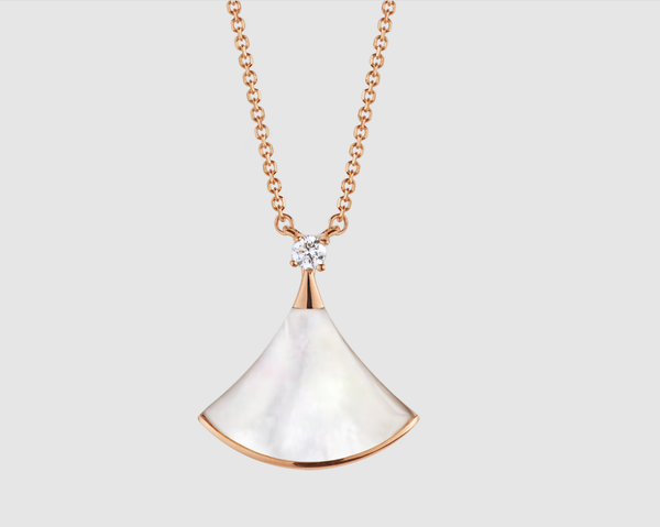 ˇMagic JewelryˇDREAM NECKLACE WHITE MOP PINK GOLD 1 DIAMOND