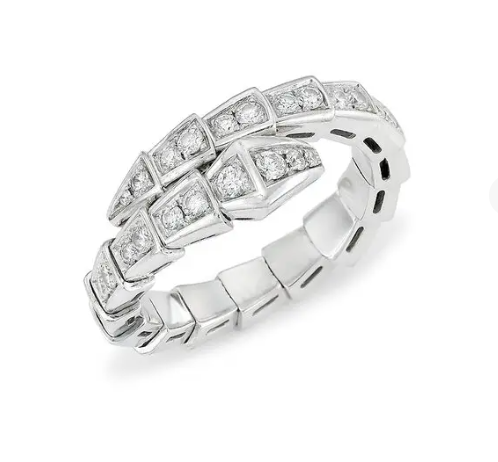 ˇMagic JewelryˇSERPENTI RING SILVER DIAMOND PAVED 4MM