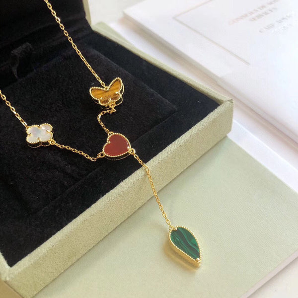ˇMagic JewelryˇLUCKY SPRING 4 MOTIFS ROSE GOLD NECKLACE