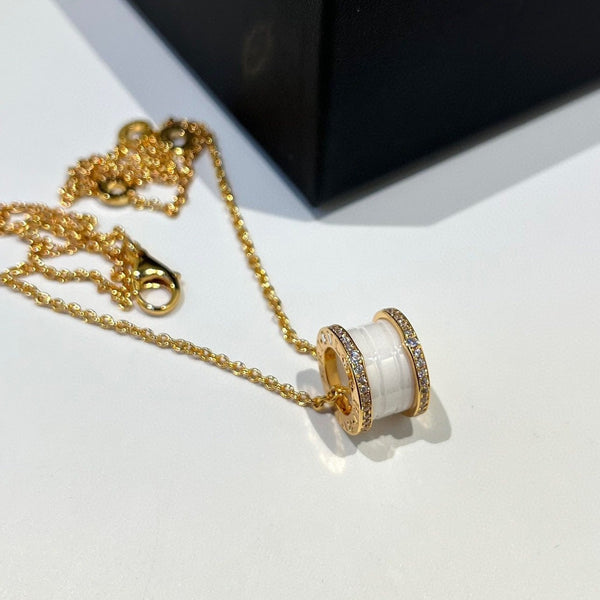 ˇMagic JewelryˇZERO 1 WHITE CERAMIC DIAMOND ROSE GOLD NECKLACE